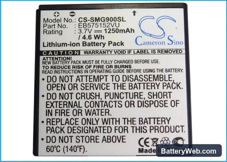 Samsung GT-i9000 Replacement Battery, 3.7V, 1250mAh, Li-ion 5