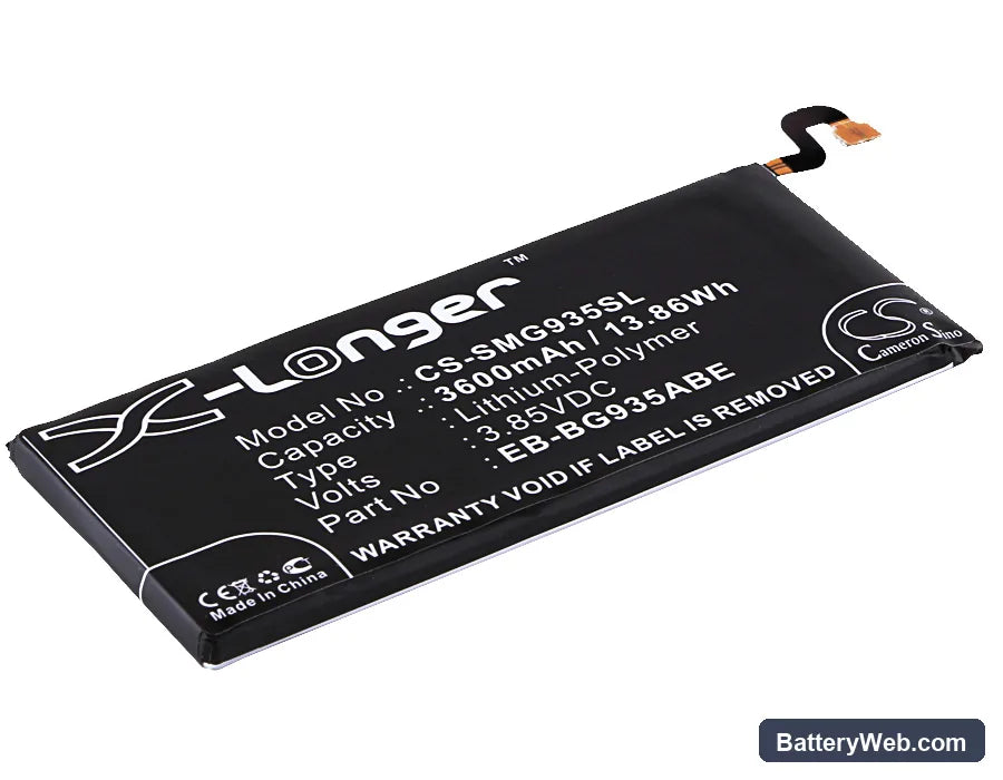 Samsung Galaxy S7 Edge Replacement Battery, 3.85V, 3600mAh, Li-Polymer 1