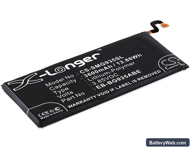 Samsung Galaxy S7 Edge Replacement Battery, 3.85V, 3600mAh, Li-Polymer 1