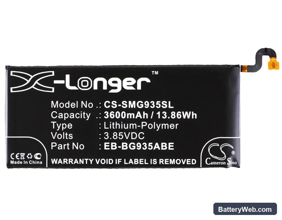Samsung Galaxy S7 Edge Replacement Battery, 3.85V, 3600mAh, Li-Polymer 5