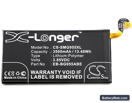 Samsung Galaxy S8 Plus Replacement Battery, 3.85V, 3500mAh, Li-Polymer 3