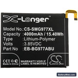 Samsung Galaxy S10 5G Replacement Battery, 3.85V, 4000mAh, Li-Polymer 3
