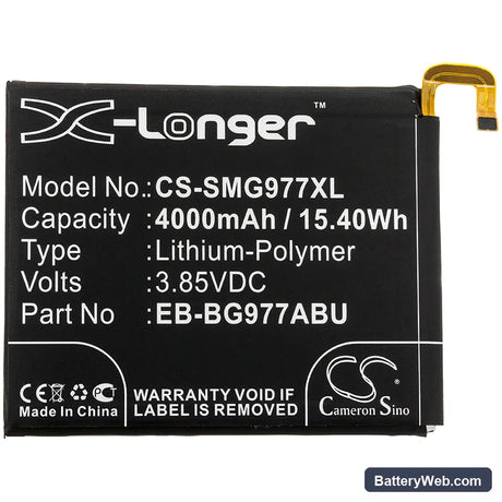 Samsung Galaxy S10 5G Replacement Battery, 3.85V, 4000mAh, Li-Polymer 3
