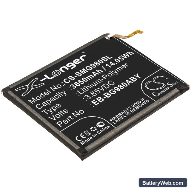 Samsung Galaxy S20 Replacement Battery, 3.85V, 3650mAh, Li-Polymer 1