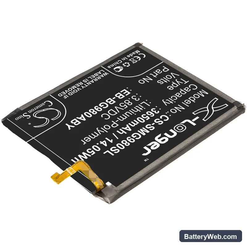 Samsung Galaxy S20 Replacement Battery, 3.85V, 3650mAh, Li-Polymer 2