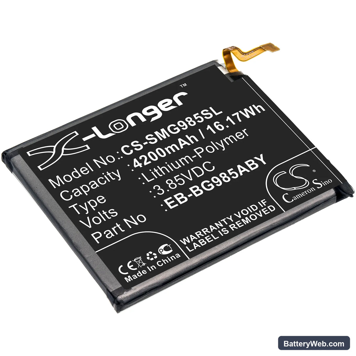 Samsung Galaxy S20 Plus Replacement Battery, 3.85V, 4200mAh, Li-Polymer 1