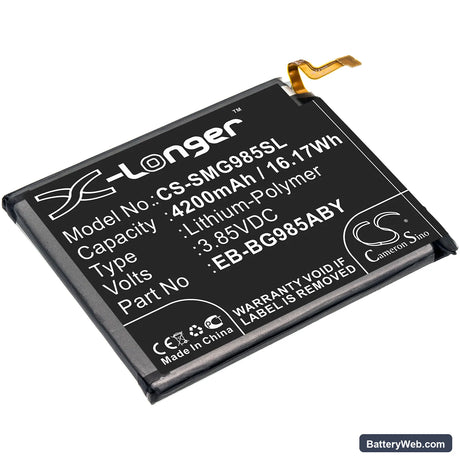Samsung Galaxy S20 Plus Replacement Battery, 3.85V, 4200mAh, Li-Polymer 1