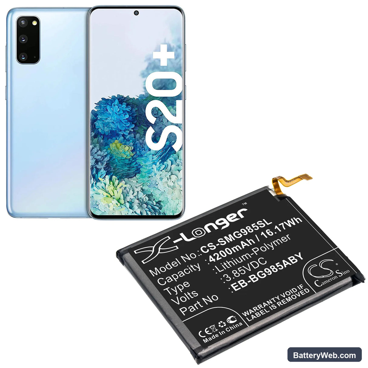 Samsung Galaxy S20 Plus Replacement Battery, 3.85V, 4200mAh, Li-Polymer 5