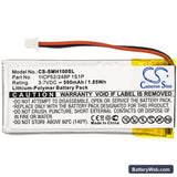 Sena SMH-10 Lifespan Replacement Battery, 3.7V, 500mAh, Li-Polymer 3