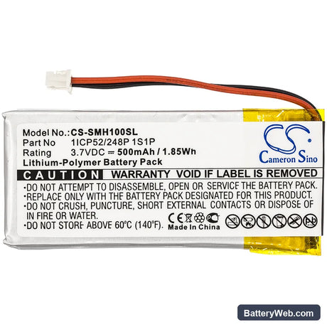 Sena SMH-10 Lifespan Replacement Battery, 3.7V, 500mAh, Li-Polymer 3