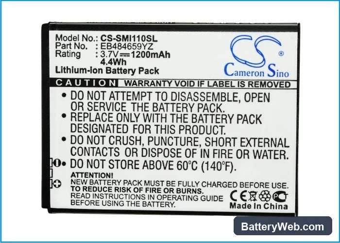 Samsung SCH-i110 Replacement Battery, 3.7V, 1200mAh, Li-ion 5