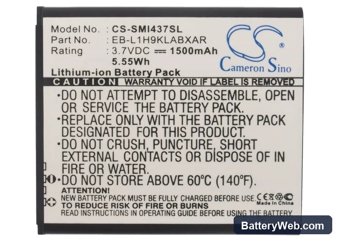 Samsung Galaxy Express Replacement Battery, 3.7V, 1500mAh, Li-ion 5