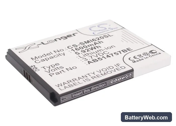 Samsung SGH-i620 Replacement Battery, 3.7V, 1600mAh, Li-ion 1