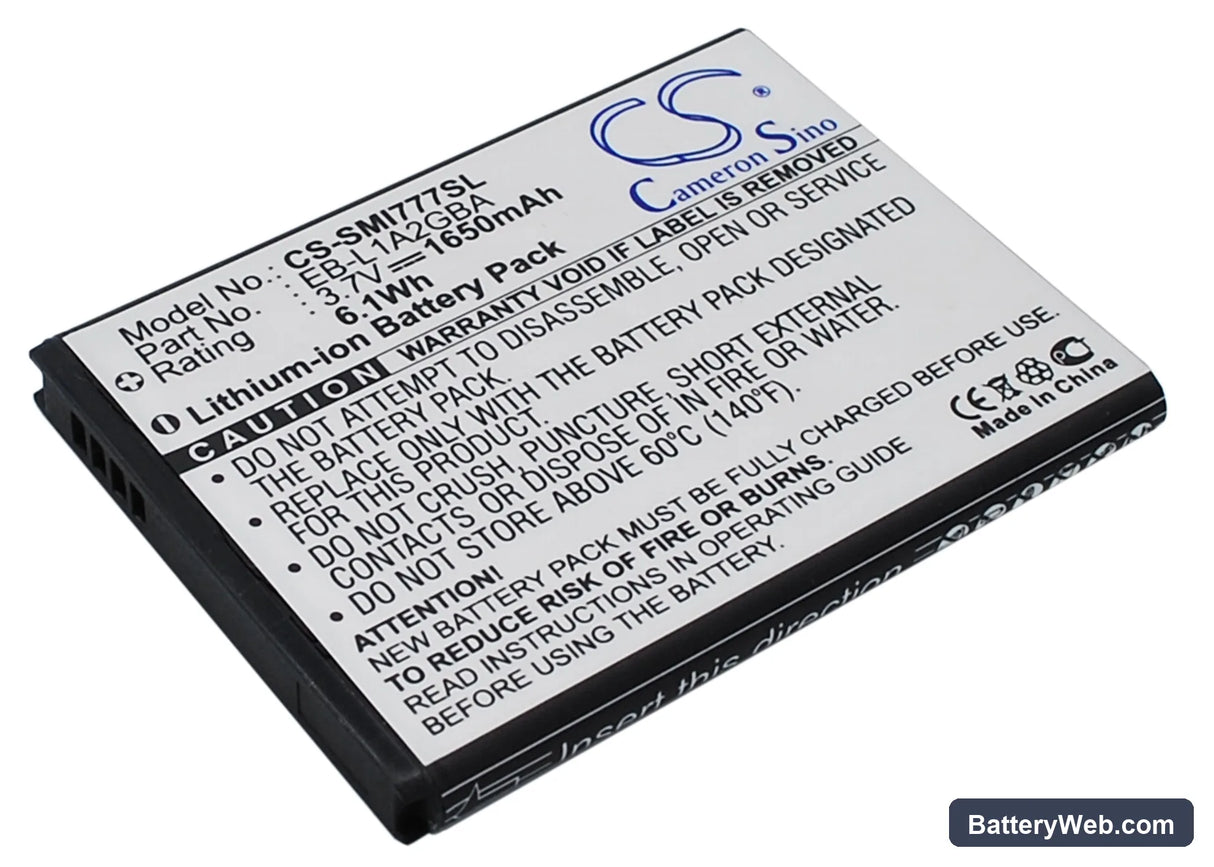 Samsung Attain Replacement Battery, 3.7V, 1650mAh, Li-ion 1