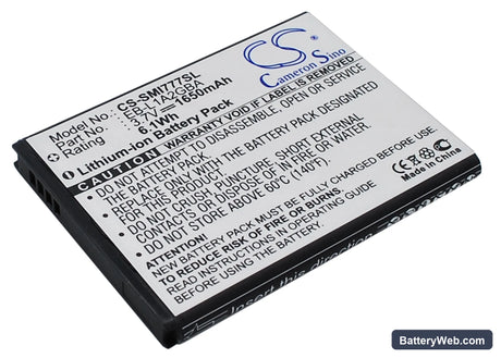 Samsung Attain Replacement Battery, 3.7V, 1650mAh, Li-ion 1