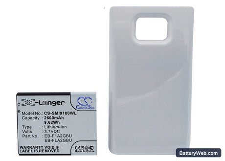 Samsung Galaxy S II Replacement Battery, 3.7V, 2600mAh, Li-ion 5