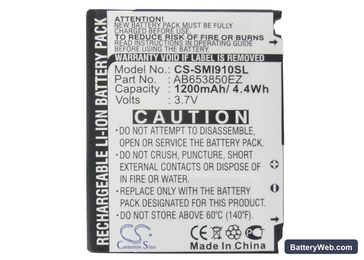 Samsung Omnia i900 Replacement Battery, 3.7V, 1200mAh, Li-ion 5