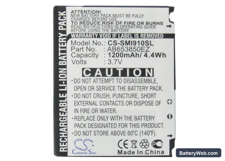 Samsung Omnia i900 Replacement Battery, 3.7V, 1200mAh, Li-ion 5