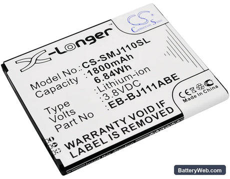 Samsung Galaxy J1 Ace VE Duos Replacement Battery, 3.8V, 1800mAh, Li-ion 1