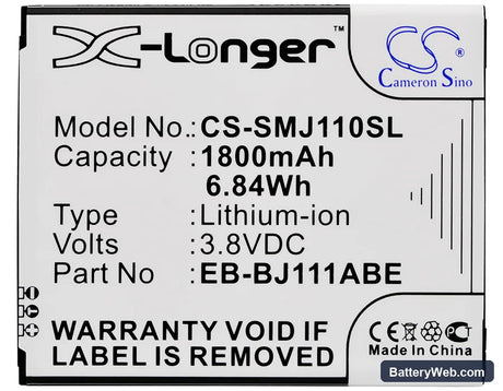 Samsung Galaxy J1 Ace VE Duos Replacement Battery, 3.8V, 1800mAh, Li-ion 5