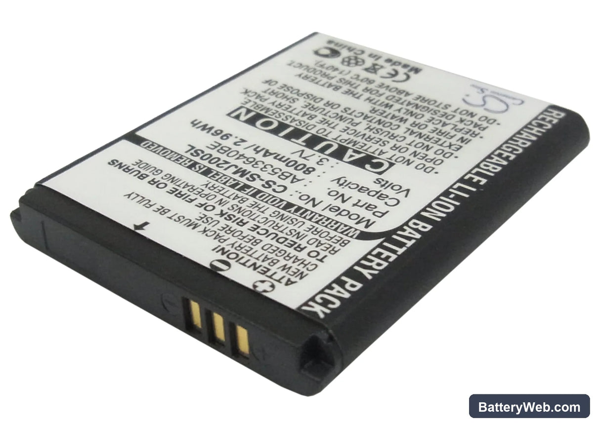 Samsung SGH-J200 Replacement Battery, 3.7V, 800mAh, Li-ion 2