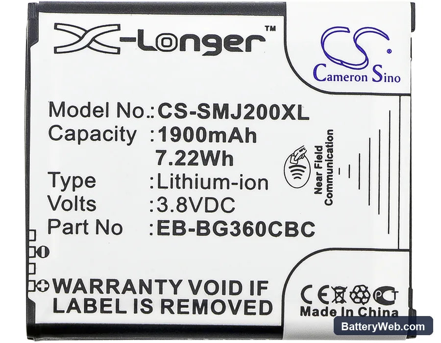 Samsung Galaxy J2 Replacement Battery, 3.8V, 1900mAh, Li-ion 5