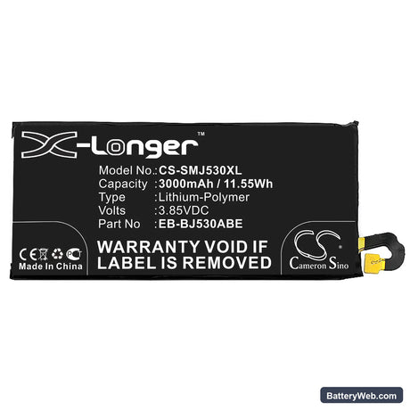 Samsung Galaxy J5 2017 Replacement Battery, 3.85V, 3000mAh, Li-Polymer 3