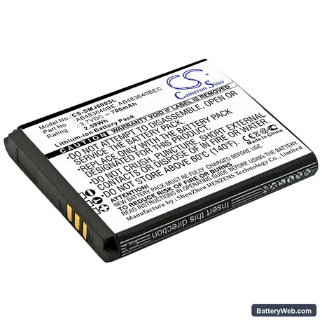 Samsung SGH-J600 Replacement Battery, 3.7V, 700mAh, Li-ion 1