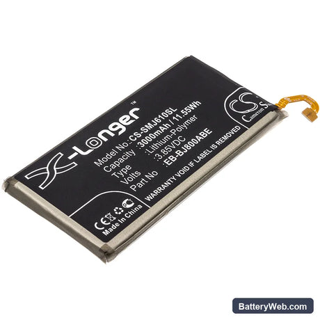 Samsung SM-J600L Replacement Battery, 3.85V, 3000mAh, Li-Polymer 1