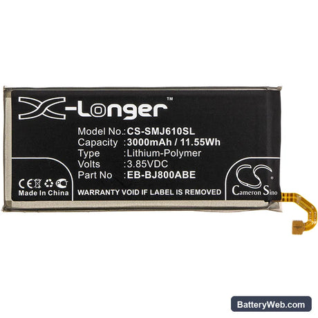 Samsung SM-J600L Replacement Battery, 3.85V, 3000mAh, Li-Polymer 3