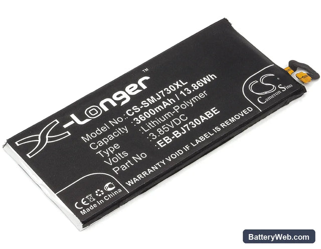 Samsung Galaxy J7 2017 Replacement Battery, 3.85V, 3600mAh, Li-Polymer 1