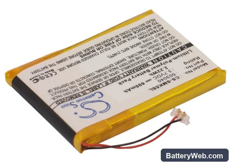Samsung YP-K5 Replacement Battery, 3.7V, 600mAh, Li-Polymer 2