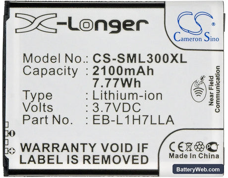 USCellular SCH-R830 Replacement Battery, 3.8V, 2100mAh, Li-ion 5