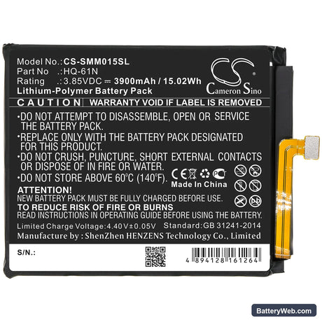 Samsung SM-M015 Replacement Battery, 3.85V, 3900mAh, Li-Polymer 3