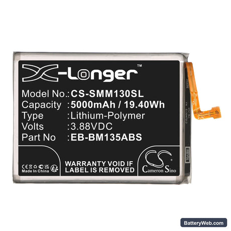 Samsung Galaxy M13 Replacement Battery, 3.88V, 5000mAh, Li-Polymer 3
