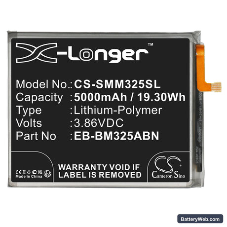 Samsung Galaxy M32 Replacement Battery, 3.86V, 5000mAh, Li-Polymer 3
