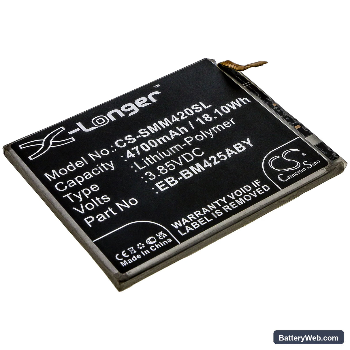 Samsung Galaxy M42 Replacement Battery, 3.85V, 4700mAh, Li-Polymer 1