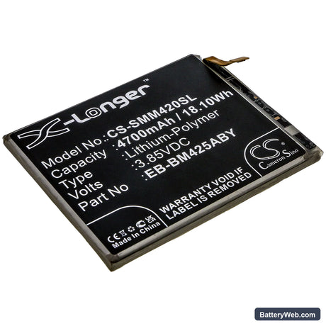 Samsung Galaxy M42 Replacement Battery, 3.85V, 4700mAh, Li-Polymer 1