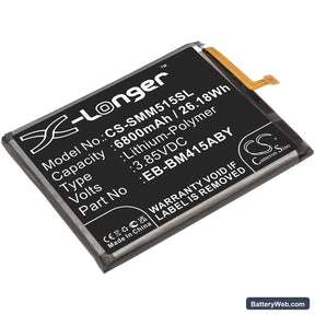 Samsung Galaxy M51 Replacement Battery, 3.85V, 6800mAh, Li-Polymer 1