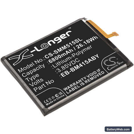 Samsung Galaxy M51 Replacement Battery, 3.85V, 6800mAh, Li-Polymer 1