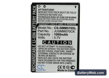 Samsung SPH-M570 Replacement Battery, 3.7V, 1000mAh, Li-ion 5
