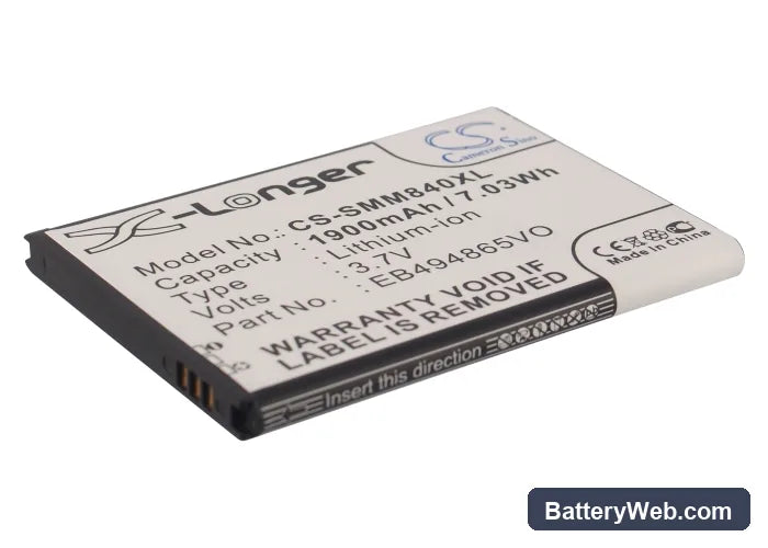 Samsung SPH-M840 Replacement Battery, 3.7V, 1900mAh, Li-ion 1