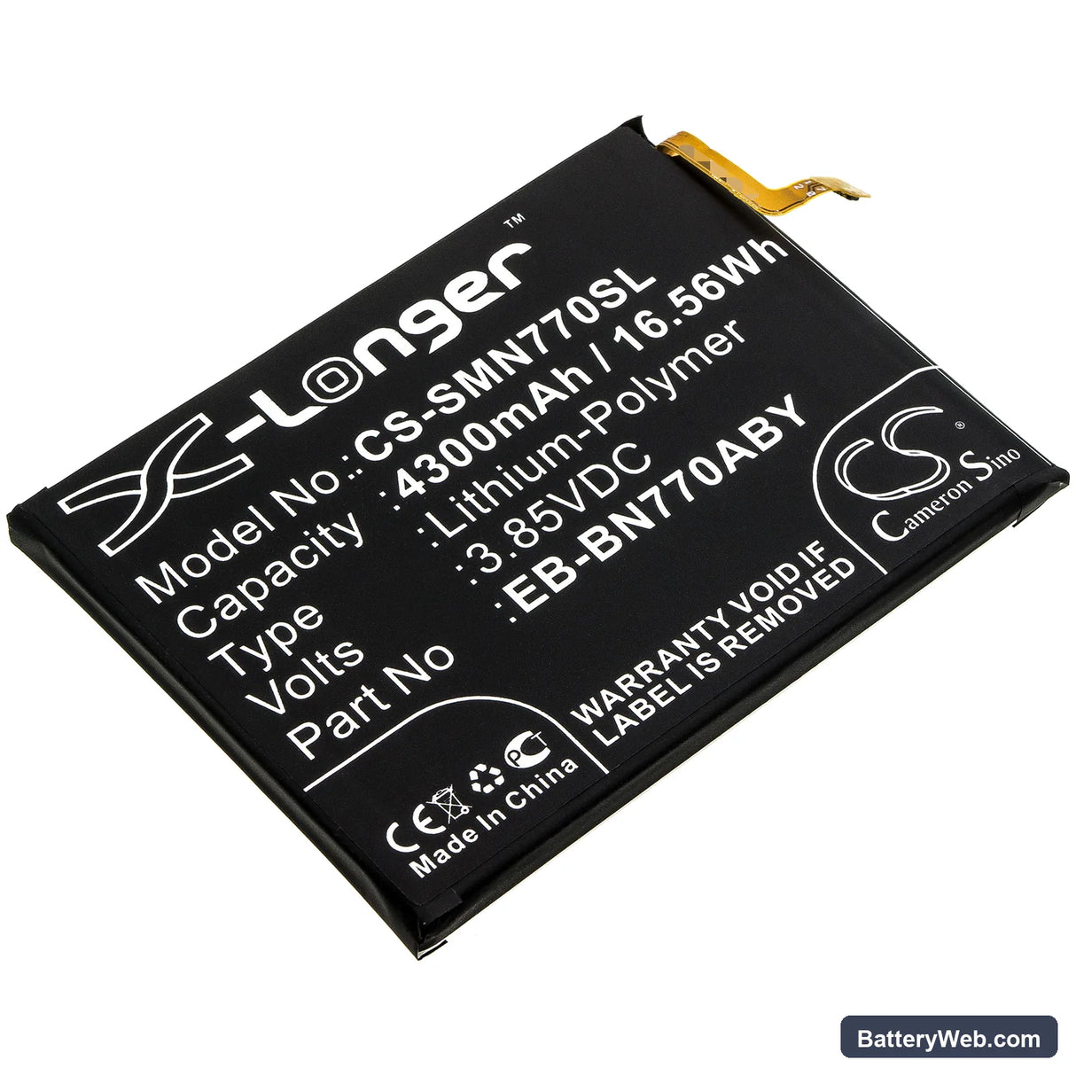 Samsung Galaxy Note 10 Lite Replacement Battery, 3.85V, 4300mAh, Li-Polymer 1