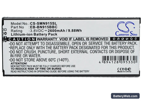 Samsung Galaxy Note Edge Replacement Battery, 3.8V, 2600mAh, Li-ion 5