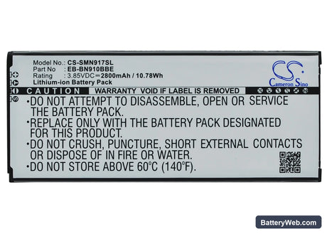 Samsung Galaxy Note 4 Replacement Battery, 3.85V, 2800mAh, Li-ion 5