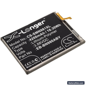 Samsung Galaxy Note 20 Replacement Battery, 3.88V, 4200mAh, Li-Polymer 1