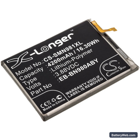 Samsung Galaxy Note 20 Replacement Battery, 3.88V, 4200mAh, Li-Polymer 1