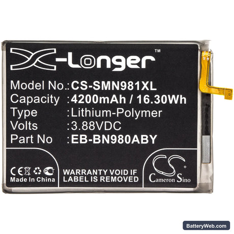 Samsung Galaxy Note 20 Replacement Battery, 3.88V, 4200mAh, Li-Polymer 3