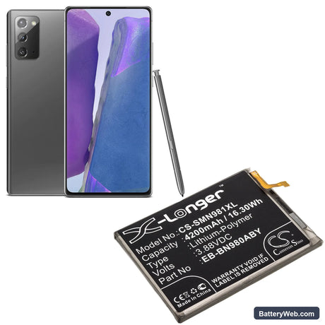 Samsung Galaxy Note 20 Replacement Battery, 3.88V, 4200mAh, Li-Polymer 5