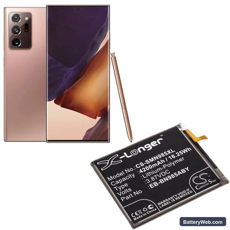 Samsung Galaxy Note 20 Ultra Replacement Battery, 3.87V, 4200mAh, Li-Polymer 5